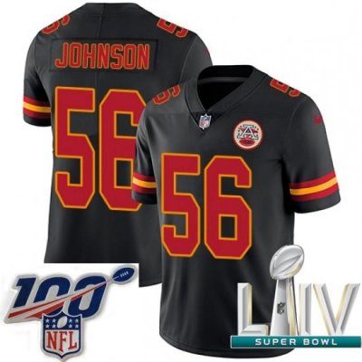 2020 Super Bowl LIV Youth Nike Kansas City Chiefs #56 Derrick Johnson Limited Black Rush Vapor Untouchable NFL Jersey