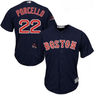 Youth Majestic Boston Red Sox 22 Rick Porcello Authentic Navy Blue Alternate Road Cool Base 2018 World Series Champions MLB Jersey