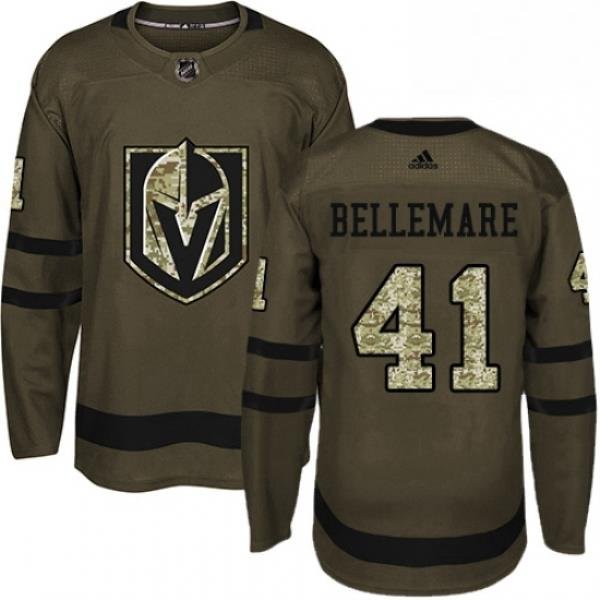 Youth Adidas Vegas Golden Knights 41 Pierre Edouard Bellemare Authentic Green Salute to Service NHL Jersey