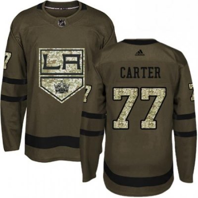 Mens Adidas Los Angeles Kings 77 Jeff Carter Authentic Green Salute to Service NHL Jersey