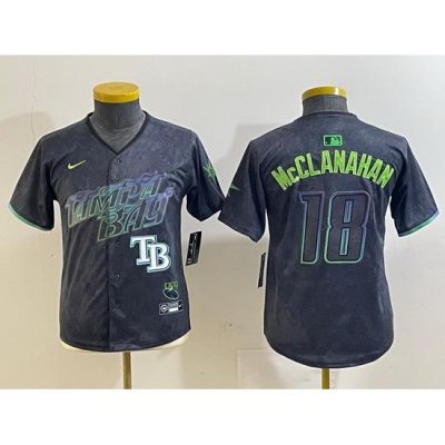 Youth Tampa Bay Rays 18 Shane McClanahan Charcoal 2024 City Connect Limited jerseys