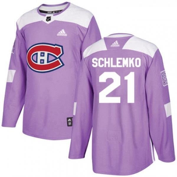 Youth Adidas Montreal Canadiens 21 David Schlemko Authentic Purple Fights Cancer Practice NHL Jersey