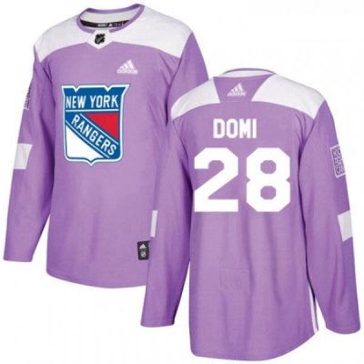 Youth Adidas New York Rangers 28 Tie Domi Authentic Purple Fights Cancer Practice NHL Jersey