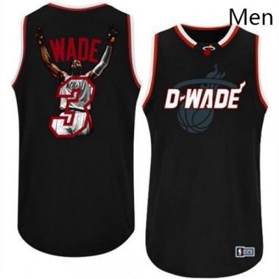 Mens Majestic Miami Heat 3 Dwyane Wade Swingman Black Athletic Notorious Fashion NBA Jersey