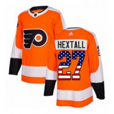 Mens Adidas Philadelphia Flyers 27 Ron Hextall Authentic Orange USA Flag Fashion NHL Jersey