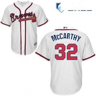 Mens Majestic Atlanta Braves 32 Brandon McCarthy Replica White Home Cool Base MLB Jersey