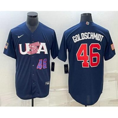 Mens USA Baseball #46 Paul Goldschmidt Number 2023 Navy World Baseball Classic Stitched Jersey