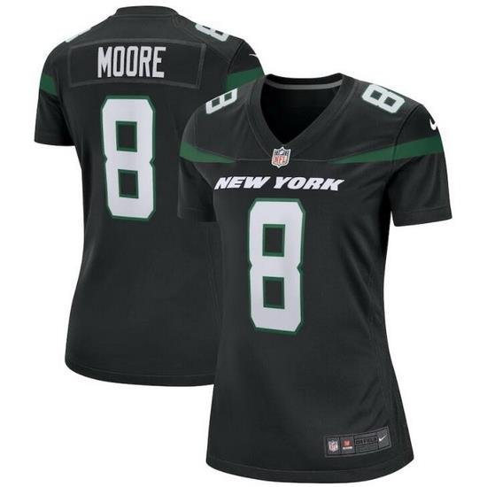 Women New York Jets Elijah Moore #8 Black Vapor Limited Stitched Football Jersey