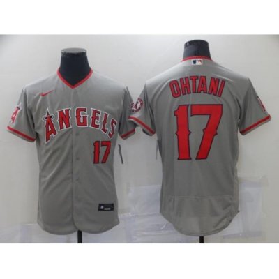 Men Los Angeles Angels 17 Shohei Ohtani Men Nike Gray Home 2020 Flex Base Player MLB Jersey