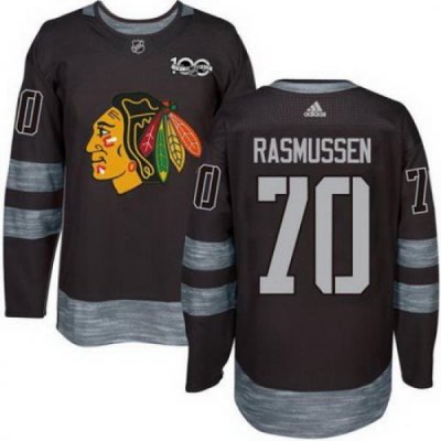 Blackhawks #70 Dennis Rasmussen Black 1917 2017 100th Anniversary Stitched NHL Jersey