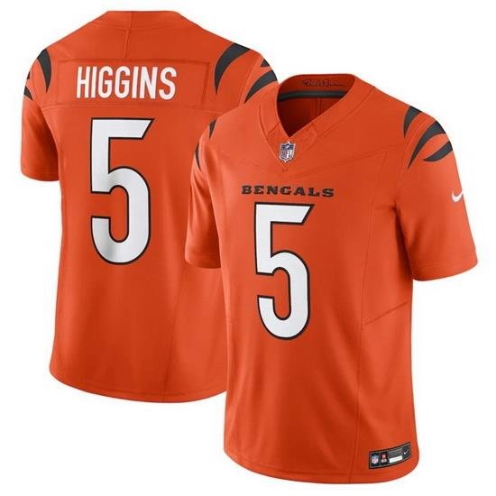 Men Cincinnati Bengals 5 Tee Higgins Orange 2023 F.U.S.E. Vapor Untouchable Limited Stitched Jersey