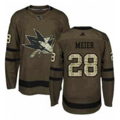 Mens Adidas San Jose Sharks 28 Timo Meier Authentic Green Salute to Service NHL Jersey