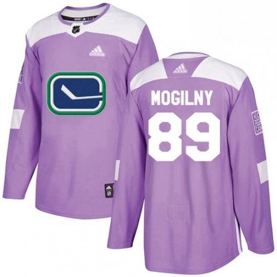 Mens Adidas Vancouver Canucks 89 Alexander Mogilny Authentic Purple Fights Cancer Practice NHL Jersey