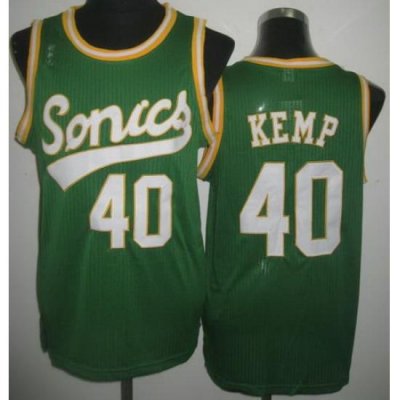 Seattle SuperSonics 40 Shawn Kemp Green Throwback Revolution 30 NBA Basketball Jerseys