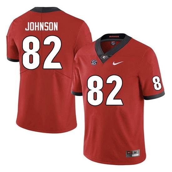 Men #82 Logan Johnson Georgia Bulldogs College Football Jerseys Sale-Red Anniversary