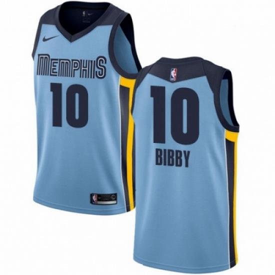 Mens Nike Memphis Grizzlies 10 Mike Bibby Authentic Light Blue NBA Jersey Statement Edition