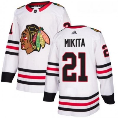 Youth Adidas Chicago Blackhawks 21 Stan Mikita Authentic White Away NHL Jersey