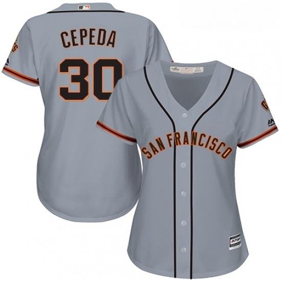 Womens Majestic San Francisco Giants 30 Orlando Cepeda Authentic Grey Road Cool Base MLB Jersey