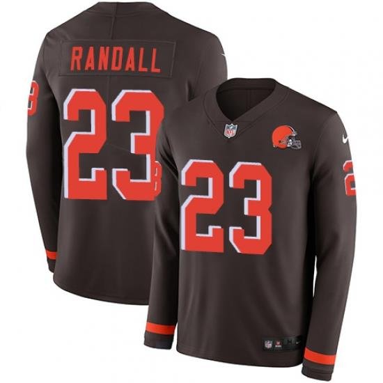 Nike Browns #23 Damarious Randall Brown Team Color Men Stitched NFL Limited Therma Long Sleeve Jersey