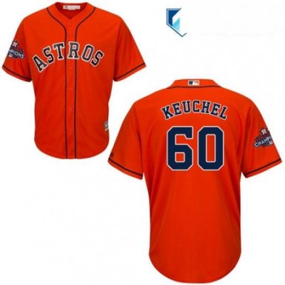 Mens Majestic Houston Astros 60 Dallas Keuchel Replica Orange Alternate 2017 World Series Champions Cool Base MLB Jersey