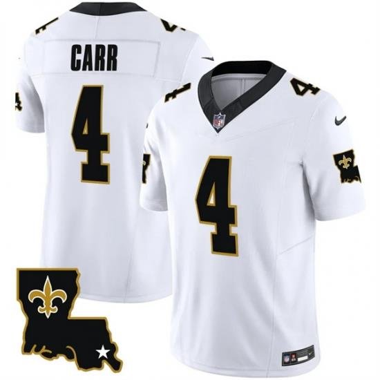 Men New Orleans Saints 4 Derek Carr White 2023 F U S E  1987 Legacy Vapor Stitched Jersey