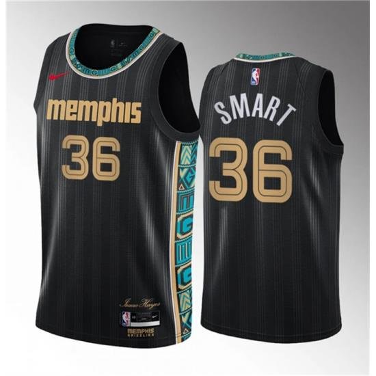 Men Memphis Grizzlies 36 Marcus Smart Black 2020 21 City Edition Stitched Basketball Jersey