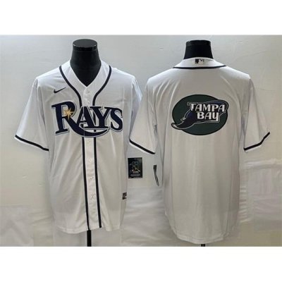 Men Tampa Bay Rays White Team Big Logo Cool Base Stitched Baseball Jersey