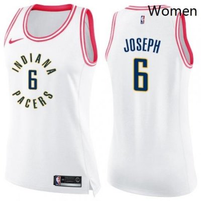 Womens Nike Indiana Pacers 6 Cory Joseph Swingman WhitePink Fashion NBA Jersey