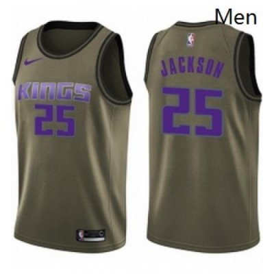 Mens Nike Sacramento Kings 25 Justin Jackson Swingman Green Salute to Service NBA Jersey