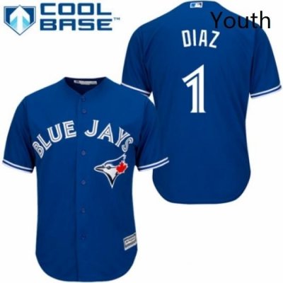 Youth Majestic Toronto Blue Jays 1 Aledmys Diaz Authentic Blue Alternate MLB Jersey