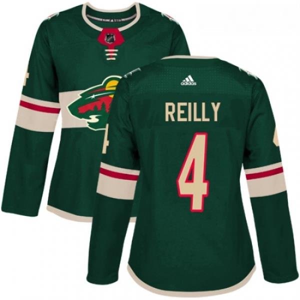 Womens Adidas Minnesota Wild 4 Mike Reilly Authentic Green Home NHL Jersey