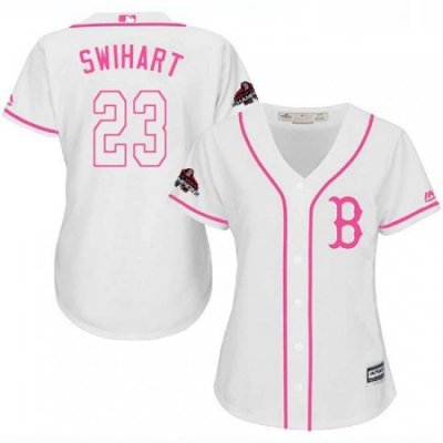 Womens Majestic Boston Red Sox 23 Blake Swihart Authentic White Fashion 2018 World Series Champions MLB Jersey