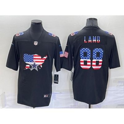 Men Dallas Cowboys 88 CeeDee Lamb Black USA Flag Limited Stitched Jersey