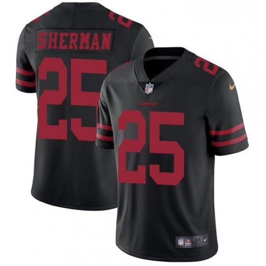 Mens Nike San Francisco 49ers 25 Richard Sherman Black Vapor Untouchable Limited Player NFL Jersey