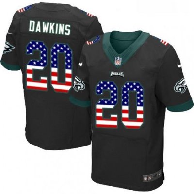 Mens Nike Philadelphia Eagles 20 Brian Dawkins Elite Black Alternate USA Flag Fashion NFL Jersey