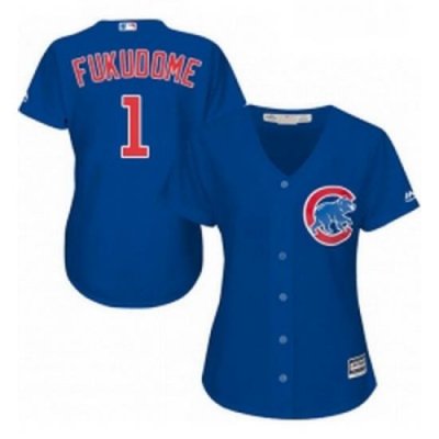 Womens Majestic Chicago Cubs 1 Kosuke Fukudome Authentic Royal Blue Alternate MLB Jersey