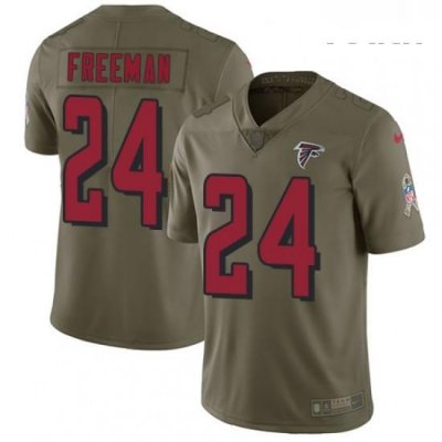 Youth Nike Atlanta Falcons 24 Devonta Freeman Limited Olive 2017 Salute to Service NFL Jersey