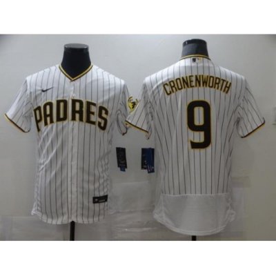 Men Nike San Diego Padres 9 CRONENWORTH White Stitichen Authentic Alternate Player Jersey