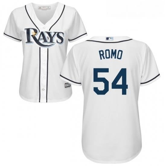 Womens Majestic Tampa Bay Rays 54 Sergio Romo Replica White Home Cool Base MLB Jersey