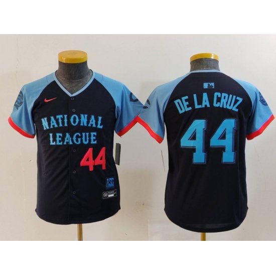 Youth National League 44 Elly De La Cruz Navy 2024 All Star Limited Stitched Baseball Jersey 2