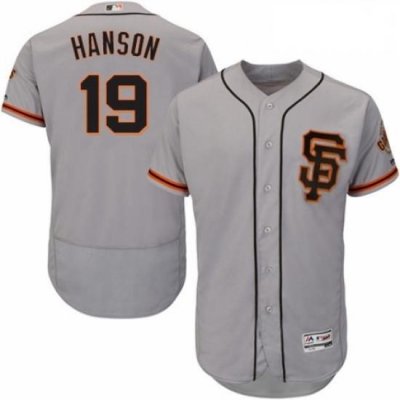 Mens Majestic San Francisco Giants 19 Alen Hanson Grey Alternate Flex Base Authentic Collection MLB Jersey