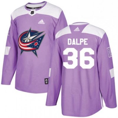 Mens Adidas Columbus Blue Jackets 36 Zac Dalpe Authentic Purple Fights Cancer Practice NHL Jersey