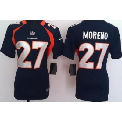 Women Nike Denver Broncos 27# Knowshon Moreno Blue Nike NFL Jerseys