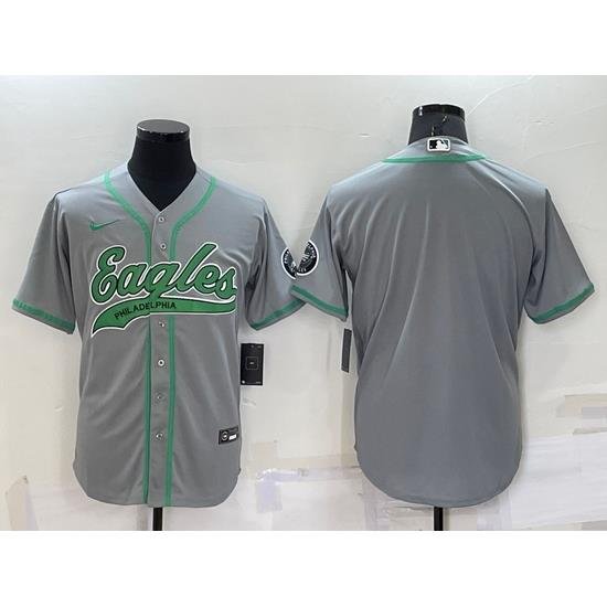 Men Philadelphia Eagles Blank Grey Cool Base Stitched Baseball Jersey