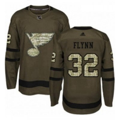 Youth Adidas St Louis Blues 32 Brian Flynn Authentic Green Salute to Service NHL Jersey