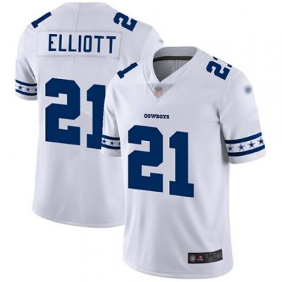 Cowboys 21 Ezekiel Elliott White Mens Stitched Football Limited Team Logo Fashion Jersey