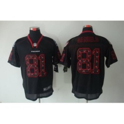 Nike Houston Texans 81 Owen Daniels Black Elite Lights Out Number with Team logo NFL Jersey