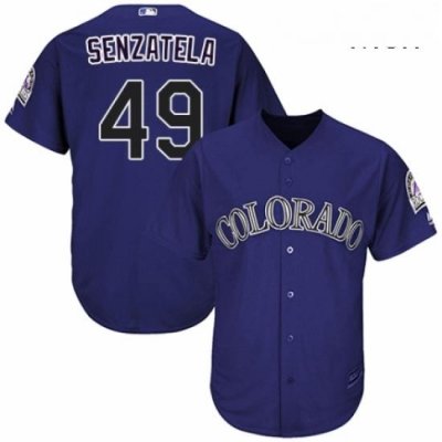 Mens Majestic Colorado Rockies 49 Antonio Senzatela Replica Purple Alternate 1 Cool Base MLB Jersey