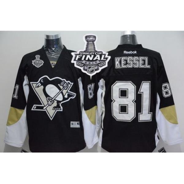 Penguins #81 Phil Kessel Black Home 2017 Stanley Cup Final Patch Stitched NHL Jersey