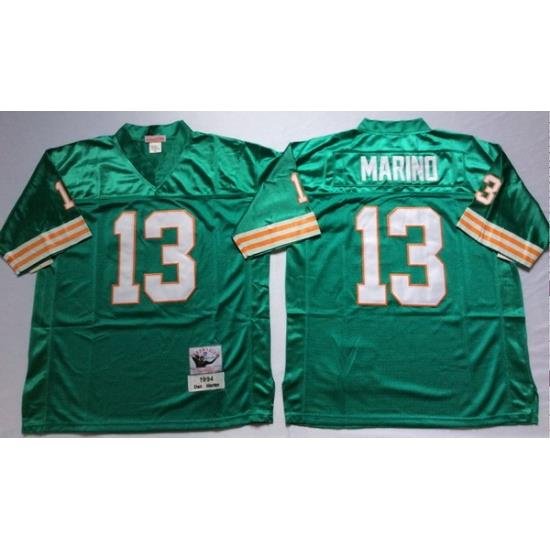 Men Miami Dolphins 13 Dan Marino Aqua M&N Throwback Jersey